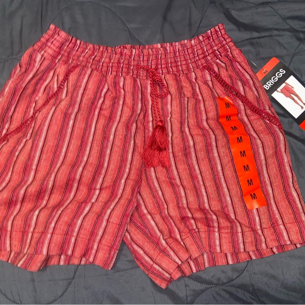 Women's Red Striped Shorts